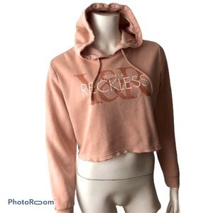 Young & reckless cropped hoodie peach pink color xs